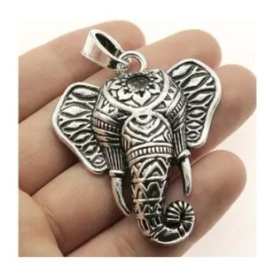 Elephant Pendant Silver Boho Style